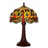 12-Inch Tiffany Style Dragonfly Table Lamp-Vintage Dragonfly Design with Handmade Art