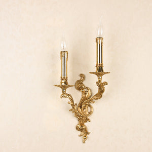 Traditional French Copper Candlestick Wall Sconce Lamp For Living Room