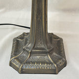 14-Inch Gothic Cathedral Tiffany Table Lamp Blue Stained Glass Square Shade