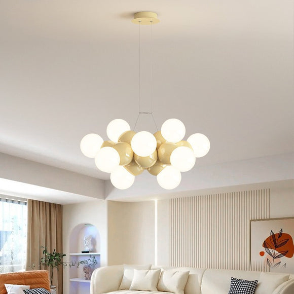 Modern Multi-Light Bubble Frosted Sphere Cluster Chandelier