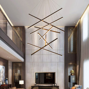 DIY Modern Geometric Abstract Multi-Light Linear LED Pendant Fixture