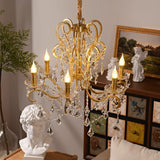 French-Inspired Opulence: Gold & Crystal Chandelier
