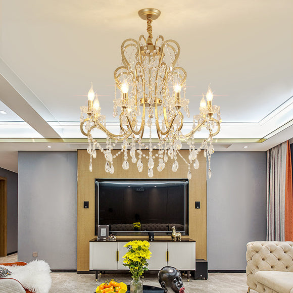 French-Inspired Opulence: Gold & Crystal Chandelier