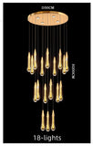 Luxury Modern Raindrop Crystal Chandelier Dimmable LED Gold Hanging Pendant Light Fixture for High Ceiling Staircase Duplex Villa Living Room