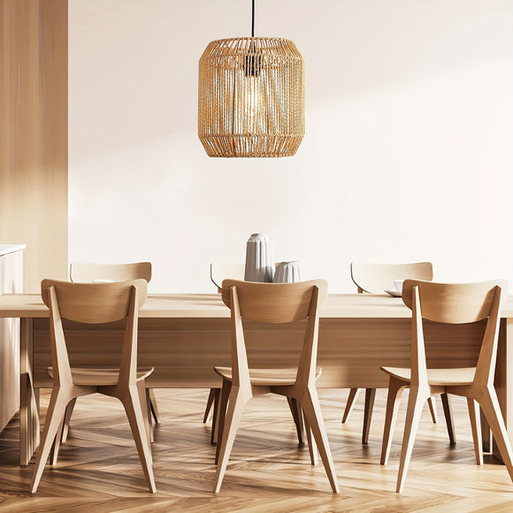 Hand-Woven Forcoso Natural Fiber Suspension Light - Rustic & Minimalist