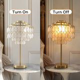 Modern Luxury Capiz Shell Table Lamp with Brass Finish Frame