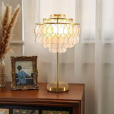 Modern Luxury Capiz Shell Table Lamp with Brass Finish Frame