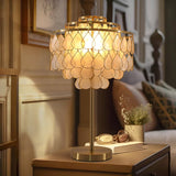 Modern Luxury Capiz Shell Table Lamp with Brass Finish Frame