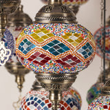 29-Light Luxury Turkish Moroccan Chandelier, Hand-Blown Mosaic Glass Pendant Ceiling Fixture, Bohemian Spiral Cascading Hanging Lamp