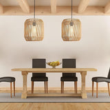 Hand-Woven Forcoso Natural Fiber Suspension Light - Rustic & Minimalist