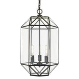 3/4 Lights Lantern Geometric Vintage Pendant Art Deco Brass Cage Glass Box Pendant Lighting