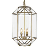 3/4 Lights Lantern Geometric Vintage Pendant Art Deco Brass Cage Glass Box Pendant Lighting