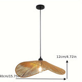 Hand-Woven Straw Hat Style Ceiling Lamp - Coastal & Eclectic Artistic Asymmetrical Rattan Pendant Chandelier