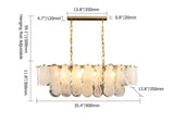 Modern Luxury Linear Capiz Shell Chandelier with Brass Finish - Tiered Teardrop Pendant Light for Dining Room and Kitchen Island
