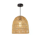 Cecilio Bamboo Weaving Perforated Dome Hanging Pendant Ceiling Light