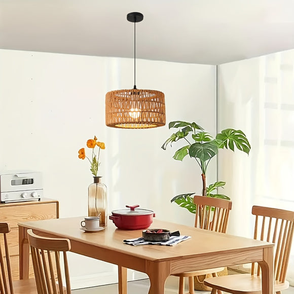 Oriental Cocoa Rope Shade Plug-in Electric Pendant Lighting