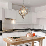 Rustic Wooden Chandelier with Candle-Style Lights