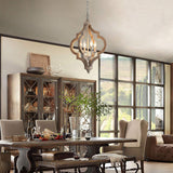 Rustic Wooden Chandelier with Candle-Style Lights