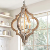 Rustic Wooden Chandelier with Candle-Style Lights
