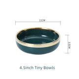 Green Cutlery Bowls Set Gold-plated Ceramic Plates Cooking Dishes Rice Bowls Porcelain Plate Kitchen Utensils