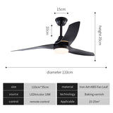 42'' Ceiling Fan with LED Lights Dimmable Multi-Speed White/Black