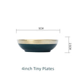 Green Cutlery Bowls Set Gold-plated Ceramic Plates Cooking Dishes Rice Bowls Porcelain Plate Kitchen Utensils