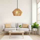 Hand-Woven Basket Modern Farmhouse Natural Fiber Hanging Lamp - 13-inch Diameter