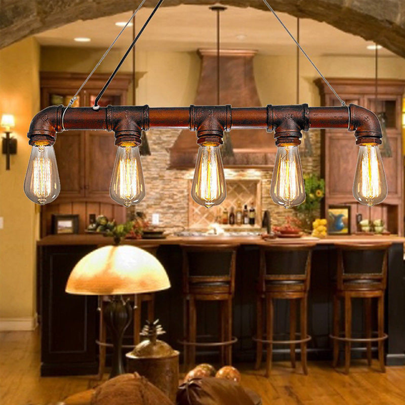5 Lights E dison Antique Lamp Rustic Steampunk Metal Waterpipe