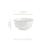 White Bowl Plate Combination Dinnerware Set Household Nordic Gold Border Pot Spoon Chopstick Bone Ceramic Tableware Set