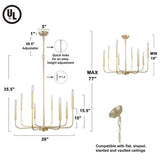 8-Light 26" Farmhouse Candle Chandelier Rustic Industrial Pendant Ceiling Light fixture Vintage Hanging Lamp