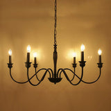 6-Light Black Farmhouse Rustic Industrial Iron Chandelier 38 inch Farmhouse Light Fixture