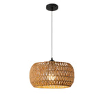 Cylindrical Woven Ceiling Fixture Round Jute Rope Hanging Lamp - Rustic & Modern