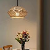 Hand-Woven Jute & Bamboo Pendant Light Fixture - Rustic & Modern