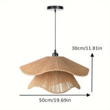 Double-Layer Wavy Rattan Pendant Light - Bohemian & Coastal Hand-Woven Seagrass Tiered Ceiling Light Fixture
