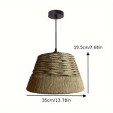 Hand-Woven Hemp Rope Bell Tapered Rope Pendant Light - Rustic Farmhouse Chandelier