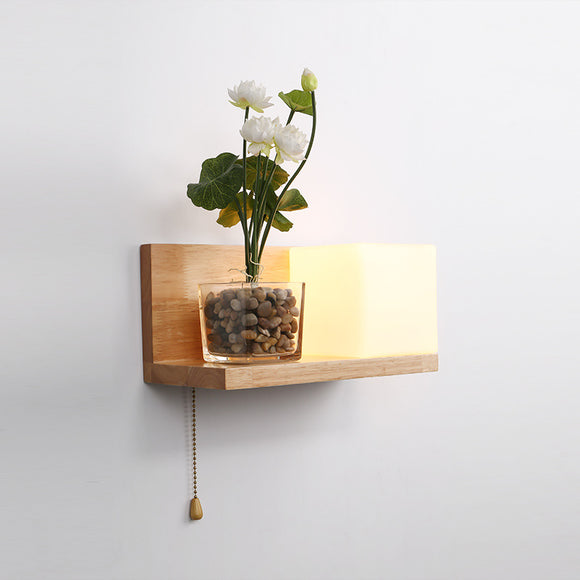 Multi-functional Wooden Shelf Wall Light for Bedroom & Living Room