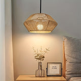 Hand-Woven Jute & Bamboo Pendant Light Fixture - Rustic & Modern