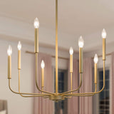 8 Lights Industrial Candle Chandelier Mid Century Contemporary Pendant Lighting
