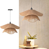 Double-Layer Wavy Rattan Pendant Light - Bohemian & Coastal Hand-Woven Seagrass Tiered Ceiling Light Fixture