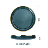 Green Cutlery Bowls Set Gold-plated Ceramic Plates Cooking Dishes Rice Bowls Porcelain Plate Kitchen Utensils