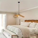 Hand-Woven Straw Hat Style Ceiling Lamp - Coastal & Eclectic Artistic Asymmetrical Rattan Pendant Chandelier