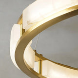 Alabaster Brass &amp; White LED Chandelier – Luxury 39‑Inch Diameter