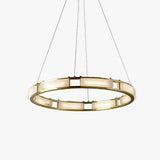 Alabaster Brass &amp; White LED Chandelier – Luxury 39‑Inch Diameter