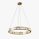 Alabaster Brass &amp; White LED Chandelier – Luxury 39‑Inch Diameter