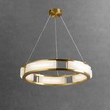 Alabaster Brass &amp; White LED Chandelier – Luxury 39‑Inch Diameter