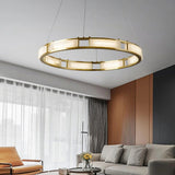 Alabaster Brass &amp; White LED Chandelier – Luxury 39‑Inch Diameter