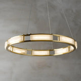 Alabaster Brass &amp; White LED Chandelier – Luxury 39‑Inch Diameter
