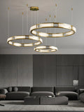 Alabaster Brass &amp; White LED Chandelier – Luxury 39‑Inch Diameter