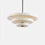 Alabaster Bronze &amp; White LED Chandelier – Elegant 33‑Inch