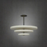 Alabaster Bronze &amp; White LED Chandelier – Elegant 33‑Inch